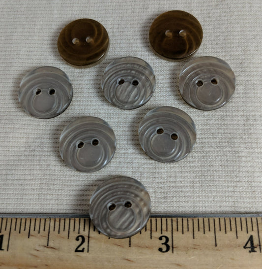 Button #354 #2 Hole #Grey #Polyester #10pc