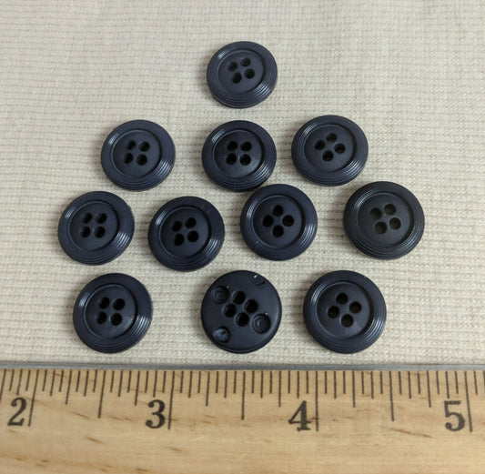 Button #6241 #2 Hole #Black #Rim #Polyester #10pc