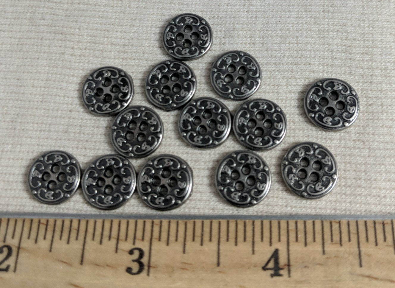 Button #70520 #4-Hole #Antique-Silver #Metal #10pc