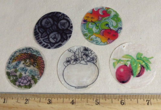 Real Shell Pendant Animal #Flower #1-Hole #F 2" #5pc