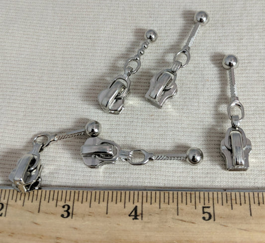 Zipper-Pull#5 #Fox-Tail #Silver #Metal #10pc