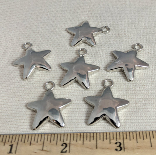 Pendant-Charm #Star #Silver #Zipper-Pull #ABS #10pc