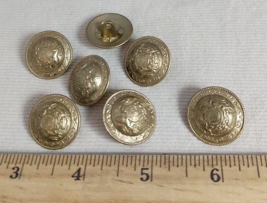 Button #6109 #Shank #Antique-Gold #Crest #Metal #10pc