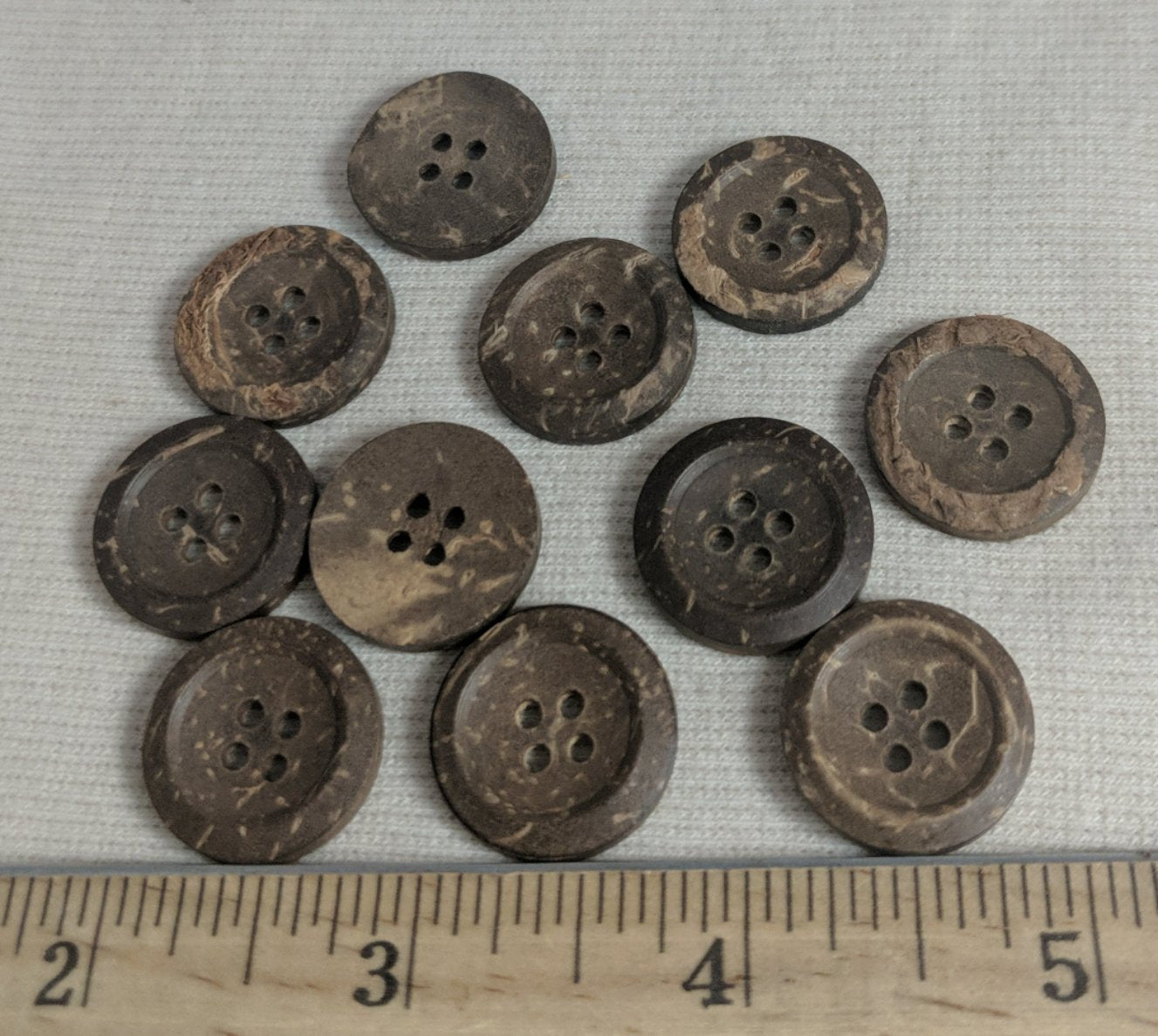 Button #236177 #4 Hole #Natural #Brown #Coconut #10pc