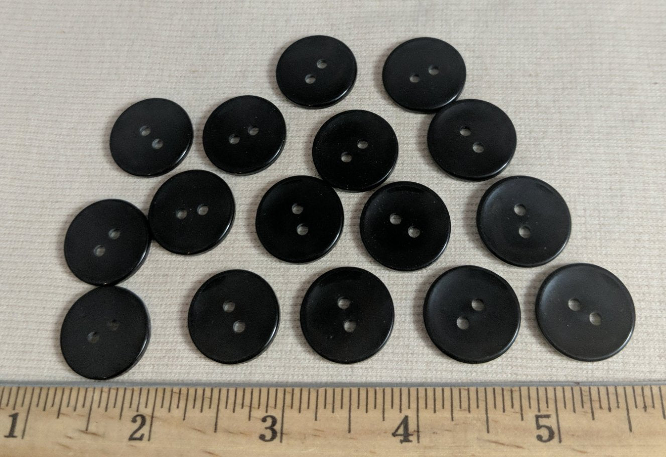 Button #221 #2 Hole #Black #Polyester #10pc