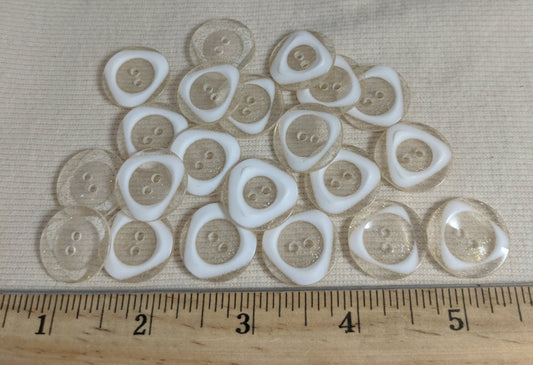 Button #87 #2 Hole #White #Transparent #Rim #Polyester #10pc