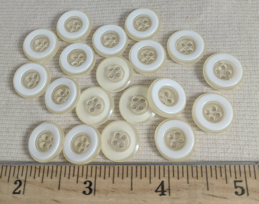 Button #1541 #4 Hole #White #Rim #Polyester #10pc