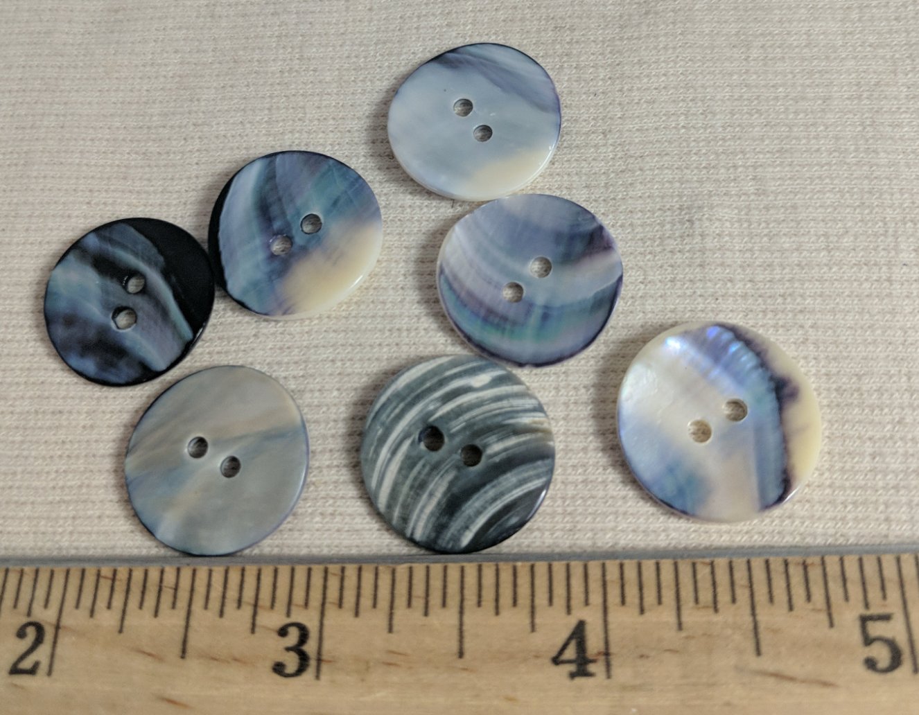 Button #Mussel #2 Hole #Blue #Shell #10pc