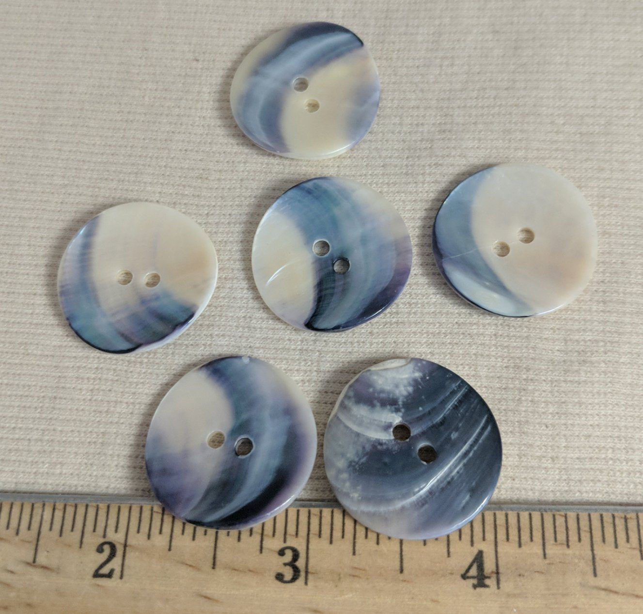 Button #Mussel #2 Hole #Blue #Shell #10pc