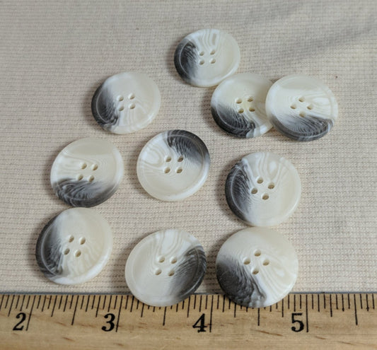 Button #8226 #4 Hole #White #Rim  #Polyester #10pc