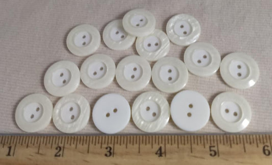 Button #1102/78882 #2 Hole #White #Rim #Polyester #10pc