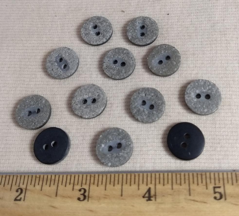 Button #PB1009 #2 Hole #Grey #Abs #10pc