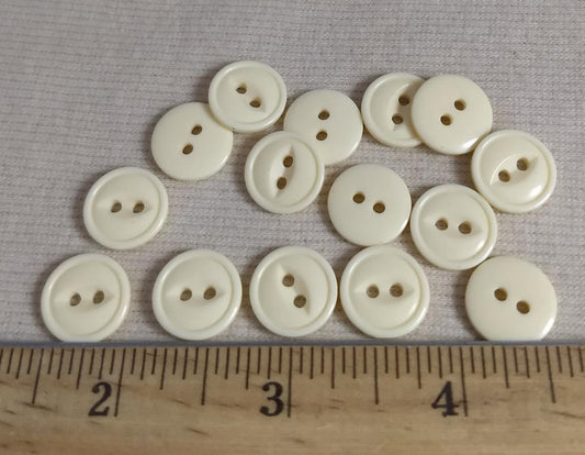 Button #Fisheye #2 Hole #Cream #Rim #Basic #Polyester #10pc