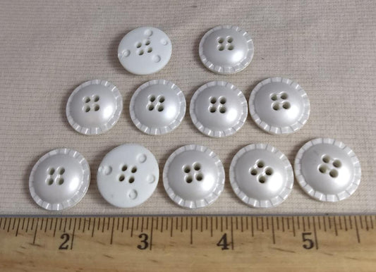 Button #1395 #4 Hole #White #Rim #Polyester #10pc