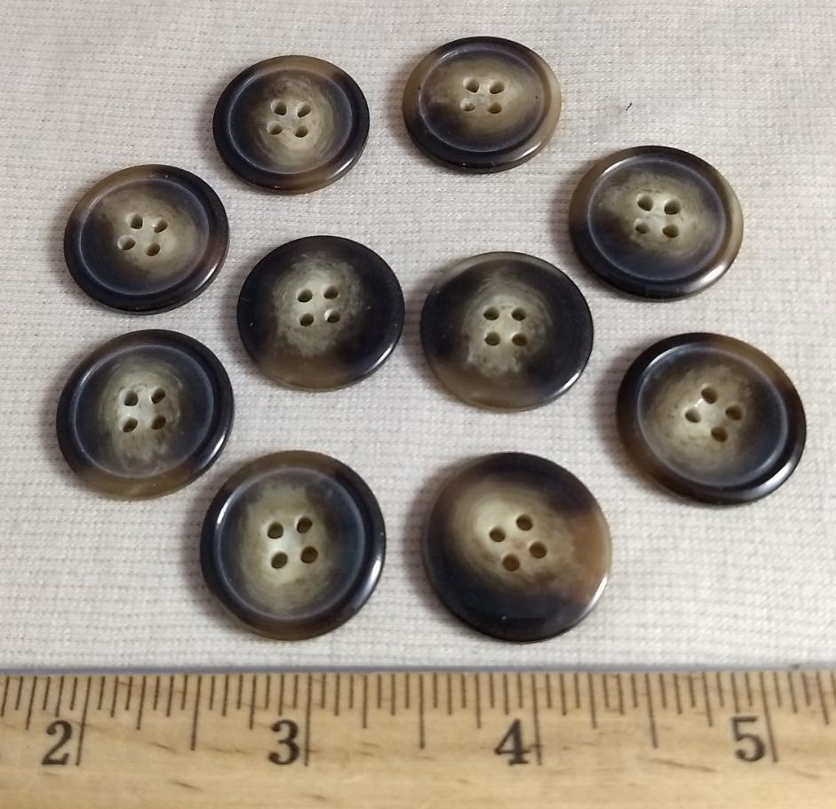 Button #363 #4 Hole #Brown #Rim #Imitation #Horn #Polyester #10pc