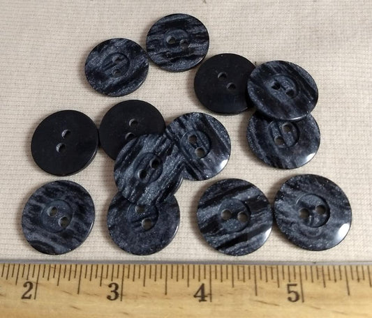 Button #1396 #2 Hole #Black #Rim #Polyester #10pc