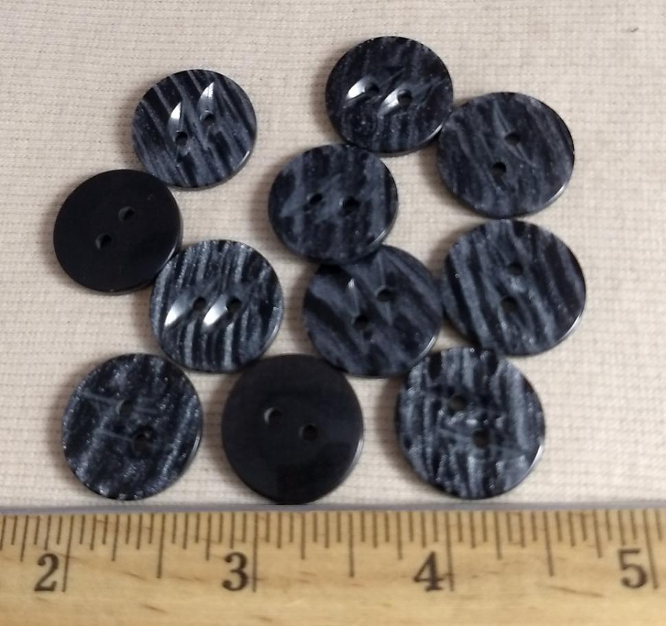 Button #1397 #2-Hole #Black #Polyester #10pc