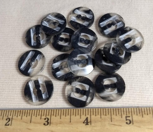 Button #1398 #2 Hole #Black #Rim #Polyester #10pc