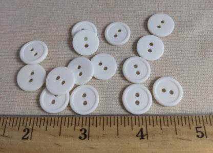 Button #P-Rim #2 Hole #White #Basic #Rim #Polyester #10pc