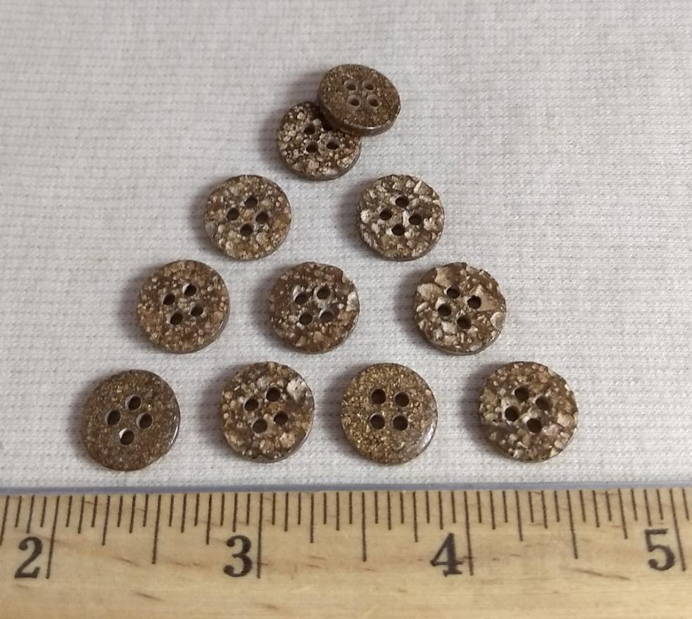 Button #23024 #4 Hole #Brown #Imitation #Wood  #Polyester #10pc