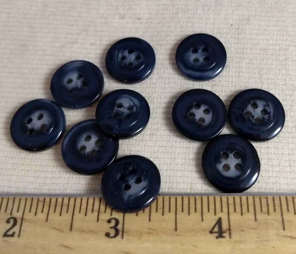 Button #9289 #4 Hole #Navy #Imitation #Horn #Polyester #10pc