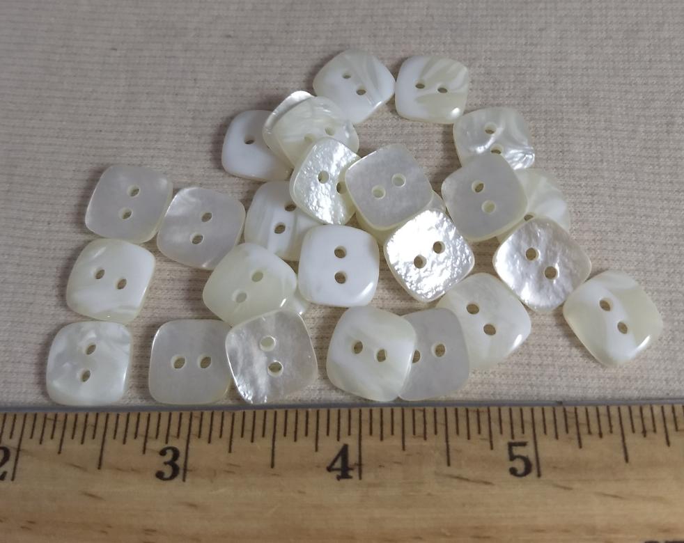 Button #Square #2 Hole #Pearl  #Polyester #10pc