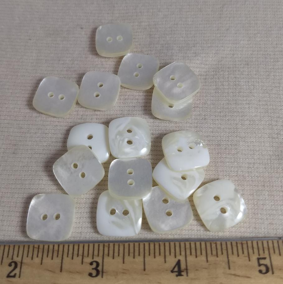 Button #Square #2 Hole #Pearl  #Polyester #10pc