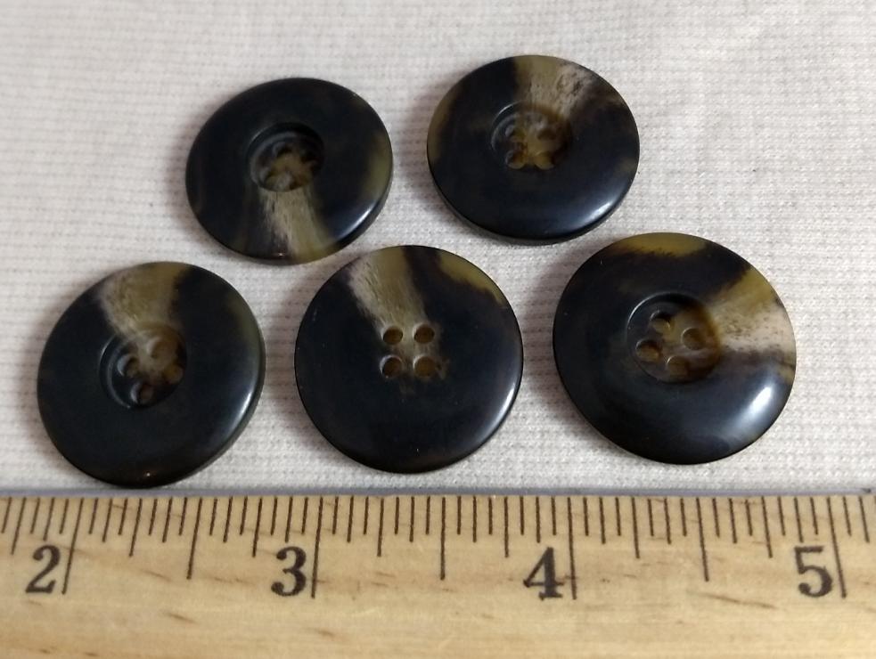 Button #60073 #4 Hole #Brown #Rim #Imitation #Horn #Polyester #10pc