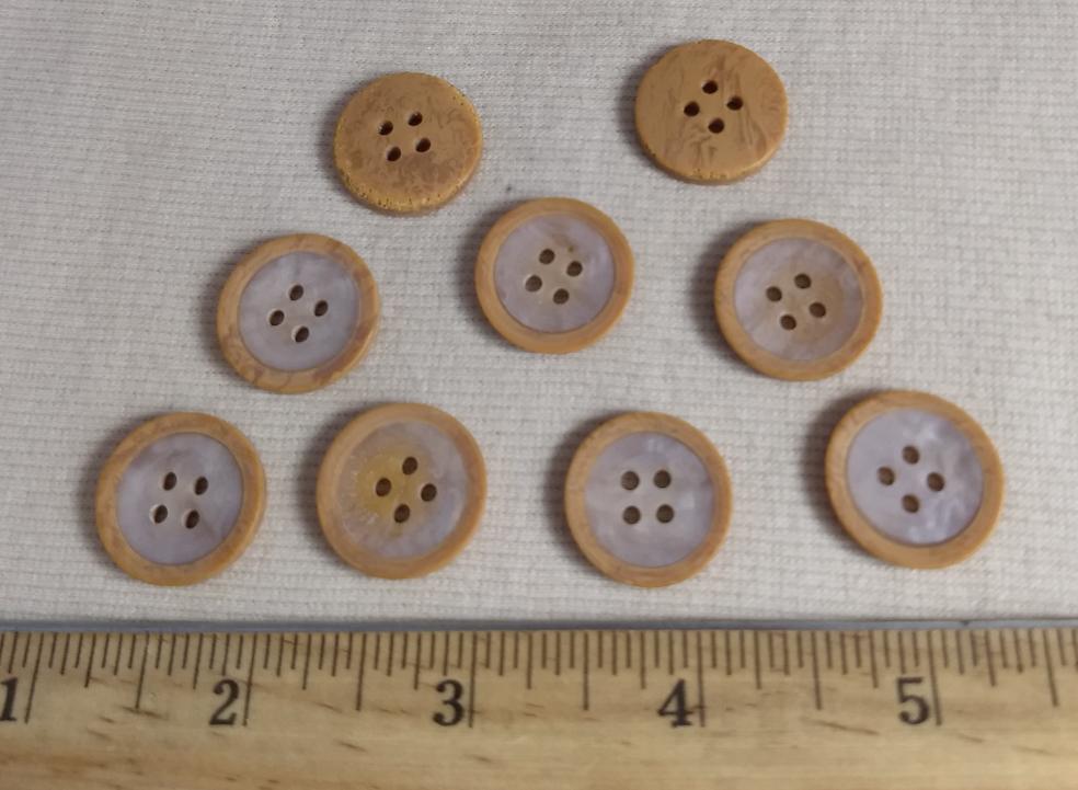 Button #30002 #4 Hole #Brown #Imitation #Wood #10pc