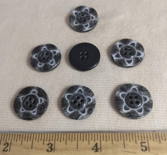 Button #P9020 #4 Hole #Grey #Star #Polyester #10pc