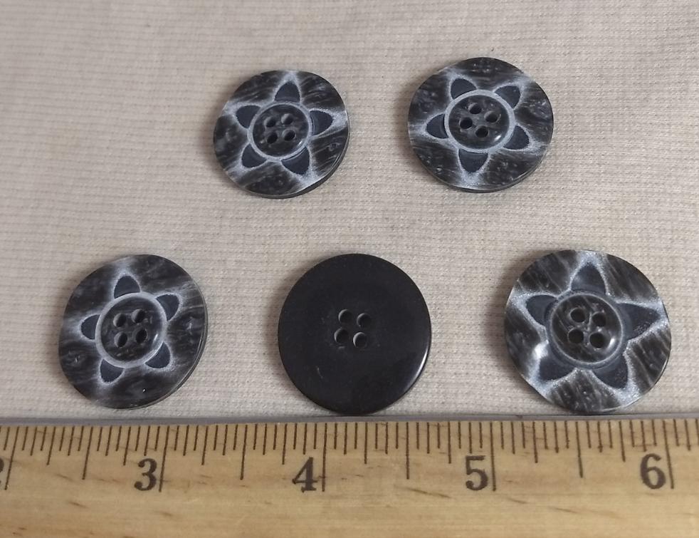 Button #P9020 #4 Hole #Grey #Star #Polyester #10pc