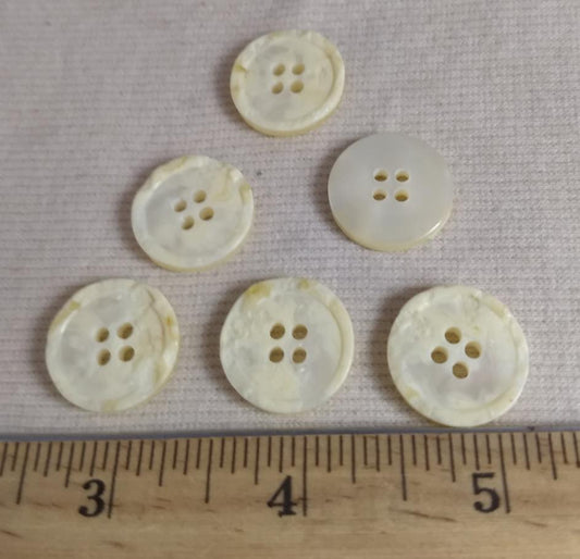 Button #98051 #4 Hole #Cream #Rim #Imitation #Shell #Polyester #10pc