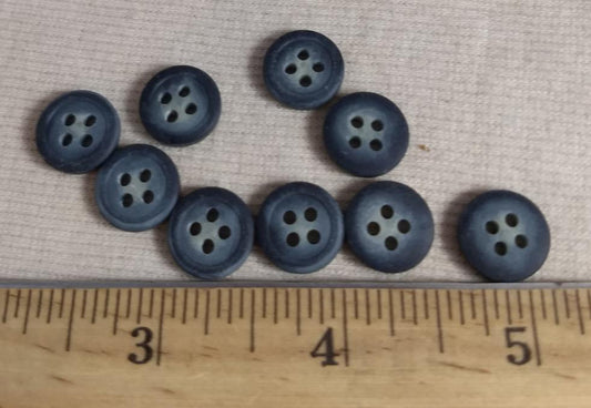 Button #96008-2 #4 Hole #Blue #Rim #Imitation #Horn #Polyester #10pc