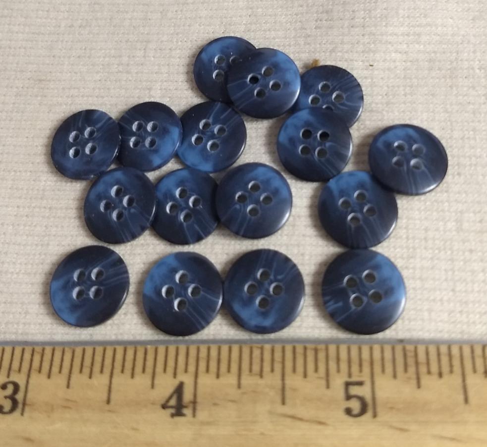 Button #20741 #4 Hole #Blue #Dome #Polyester #10pc