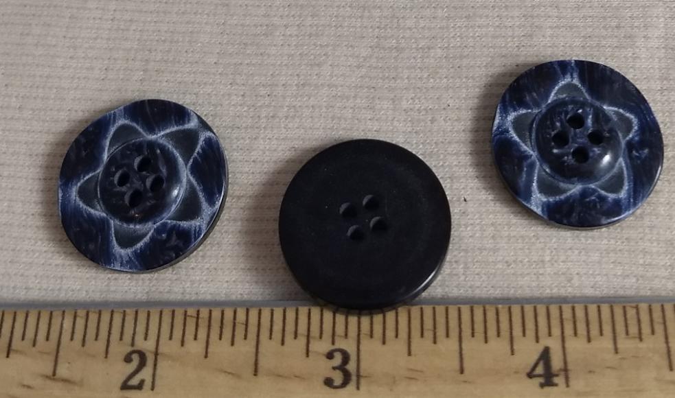Button #P9020 #4 Hole #Blue #Star #Polyester #10pc