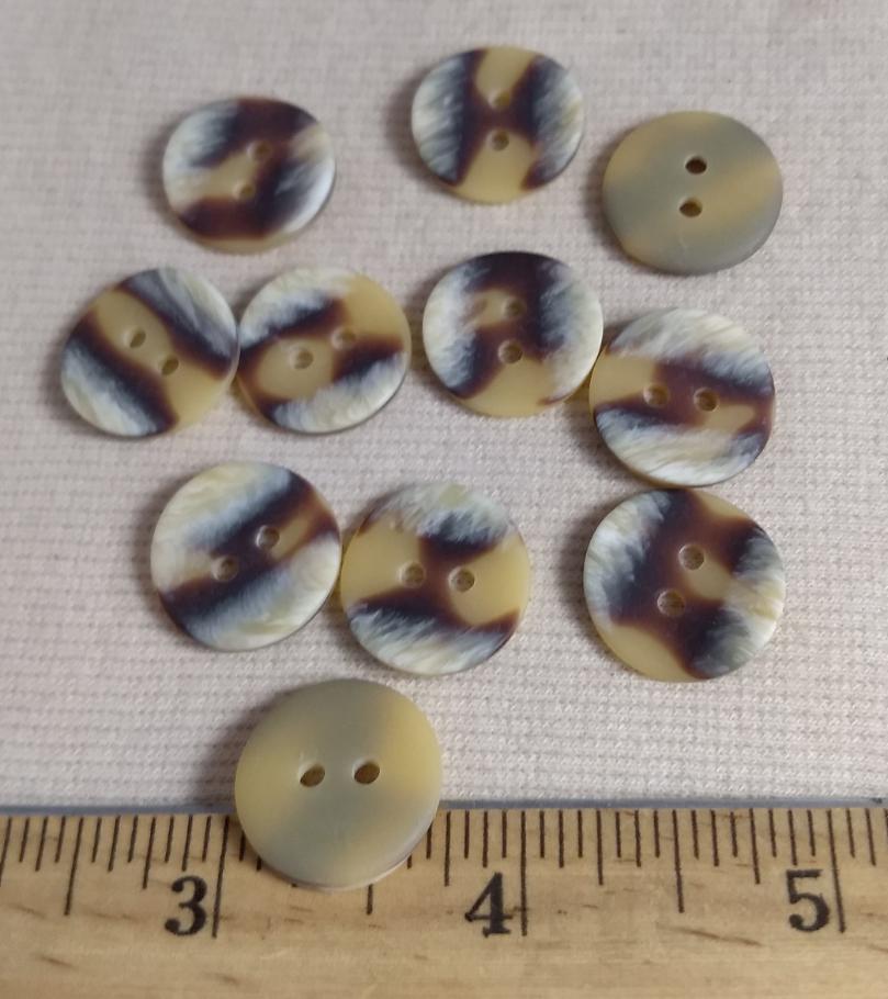 Button #9913 #2 Hole #Brown #Imitation #Horn #Polyester #10pc