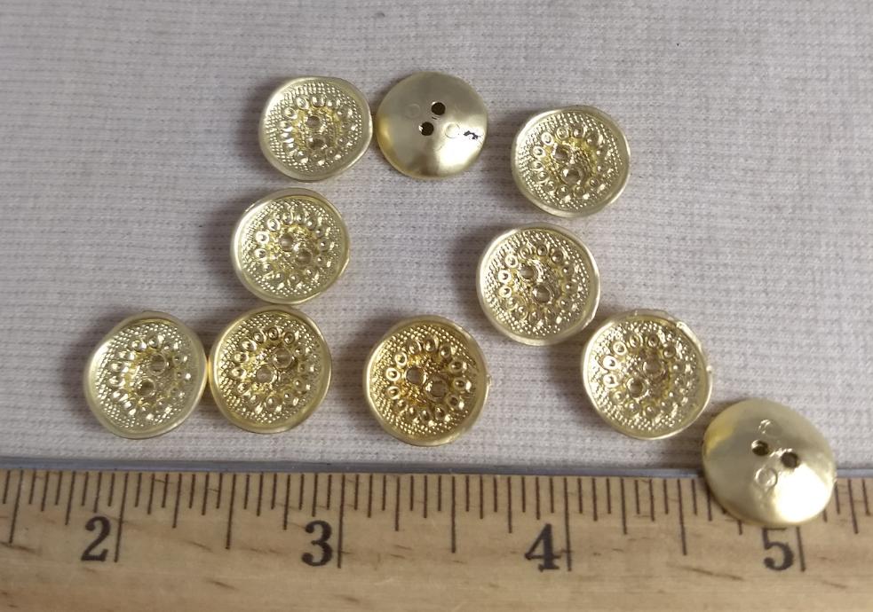 Button #JU938 #2 Hole #Gold #ABS #Rim #10pc