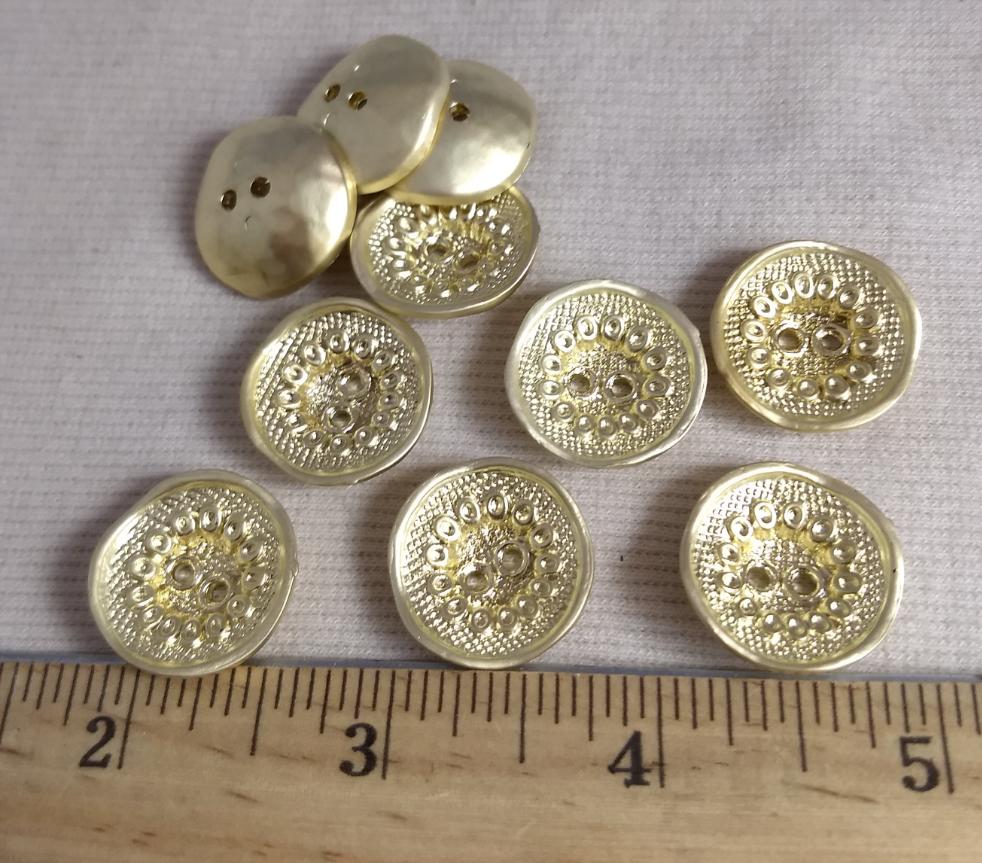 Button #JU938 #2 Hole #Gold #ABS #Rim #10pc