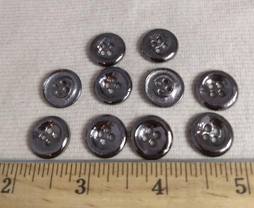 Button #AL6593 #4-Hole #Antique-Silver  #Metal #10pc