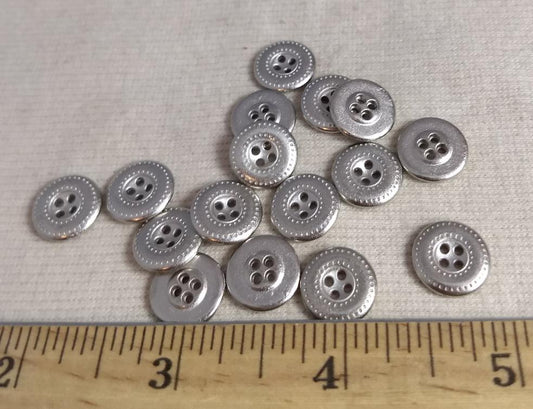 Button #A135 #4-Hole #Silver #Rim #Metal 10pc