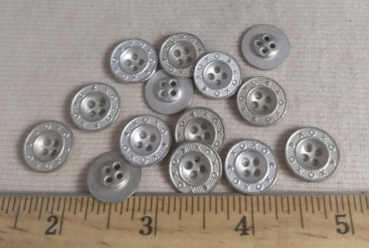 Button #AL6605 #4-Hole #Silver #Rim #Metal #xoxo #10pc