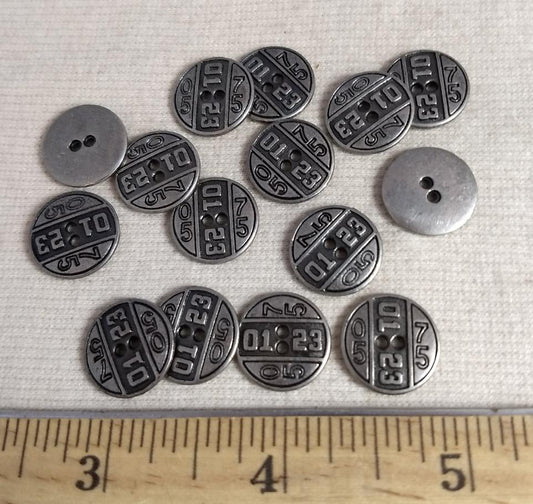 Button #AL6086 #2-Hole #Antique-Silver #Rim #Metal #10pc