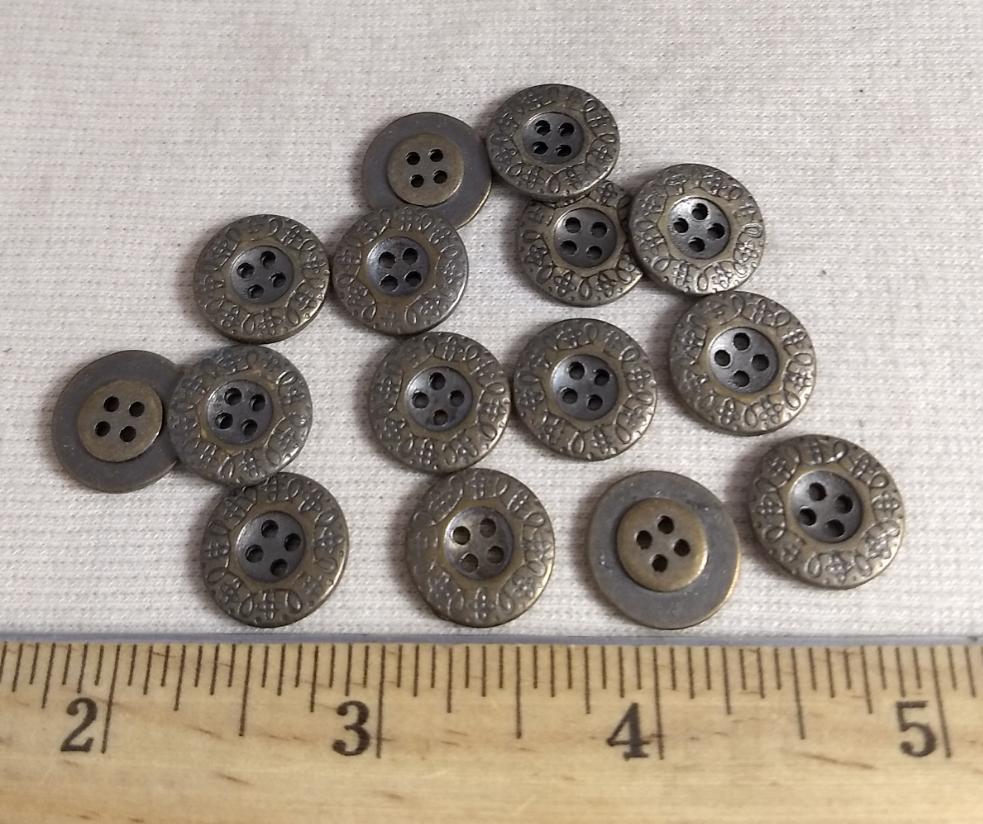 Button #PS355 #4-Hole #Antique-Gold #Metal #10pc