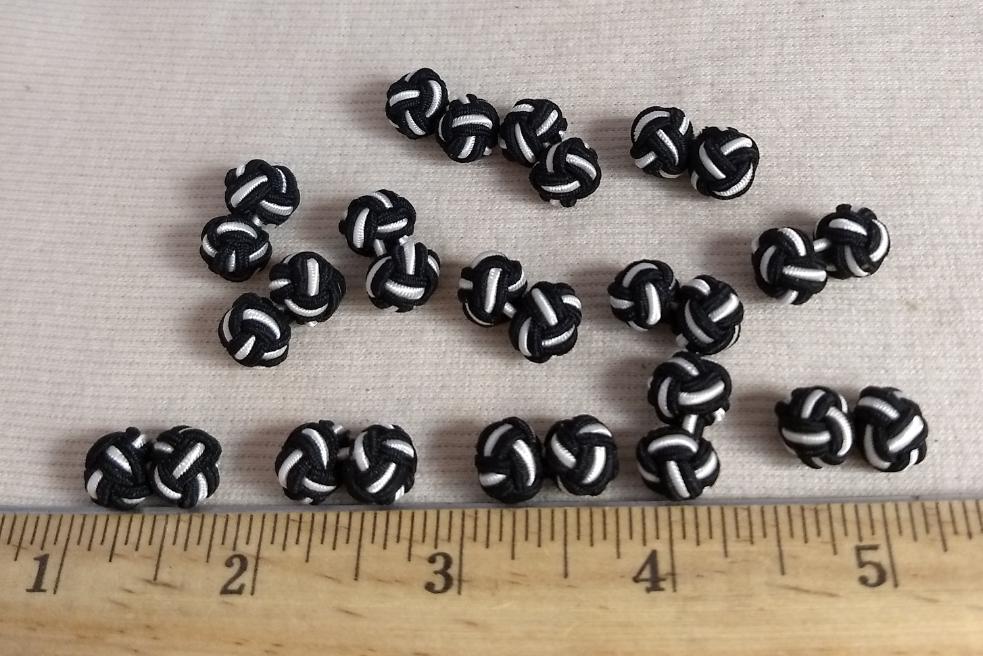 Button #Cufflink #Braided #Black #Knot #Fastener #Nylon #10pc