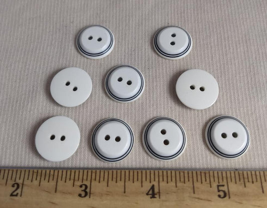 Button #1437 #2 Hole #White #Rim #Polyester #10pc