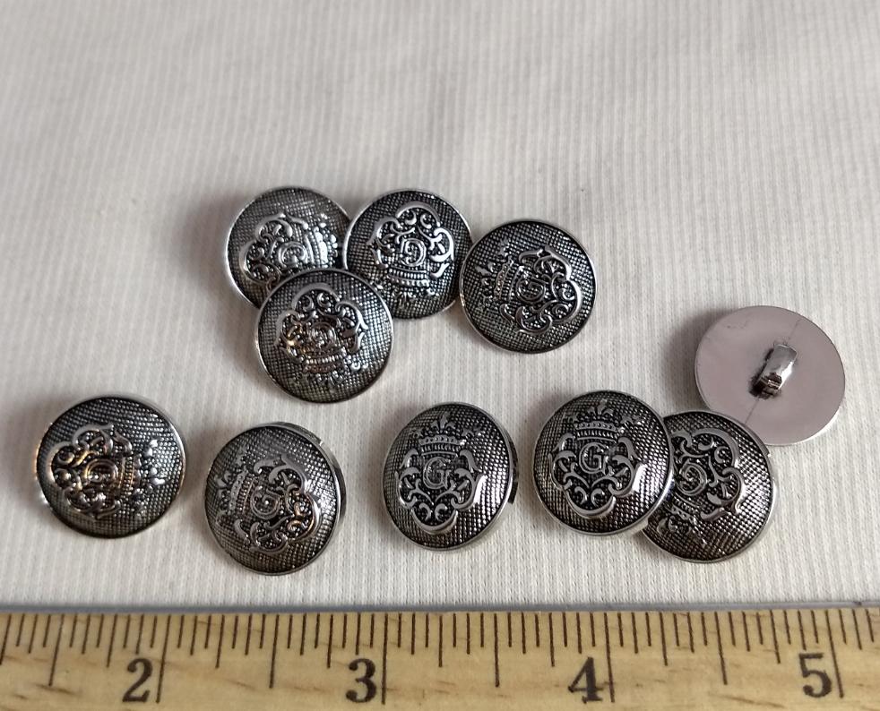 Button #1416G #Shank #Antique-Silver #ABS #10pc