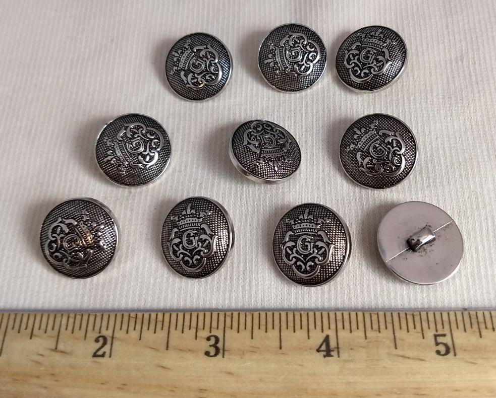 Button #1416G #Shank #Antique-Silver #ABS #10pc