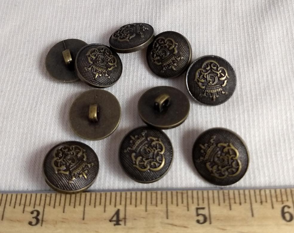 Button #1416G #Shank #Antique-Gold #Rim #ABS #10pc