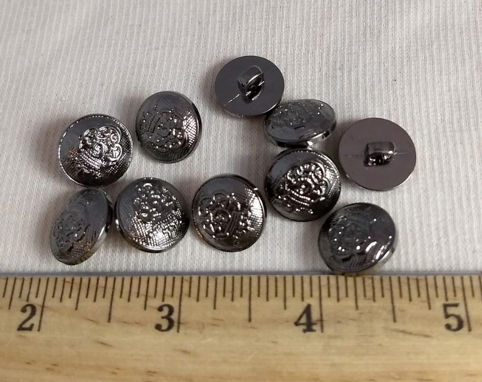 Button #1416G #Shank #Antique-Silver #Rim #Abs #10pc