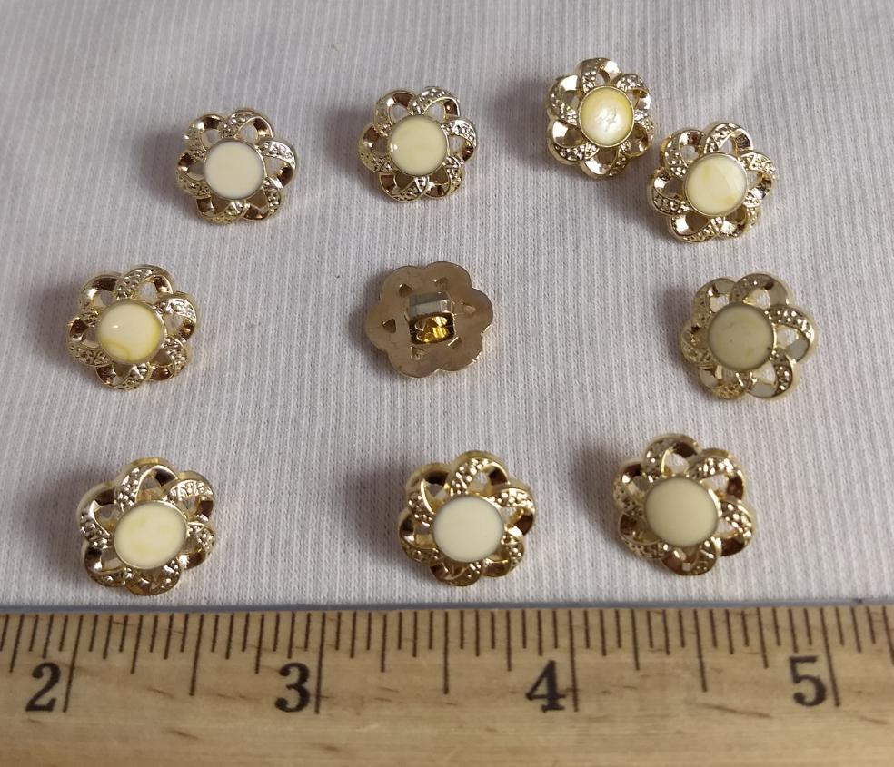 Button #H9995 #Shank #Gold #Epoxy #ABS #10pc